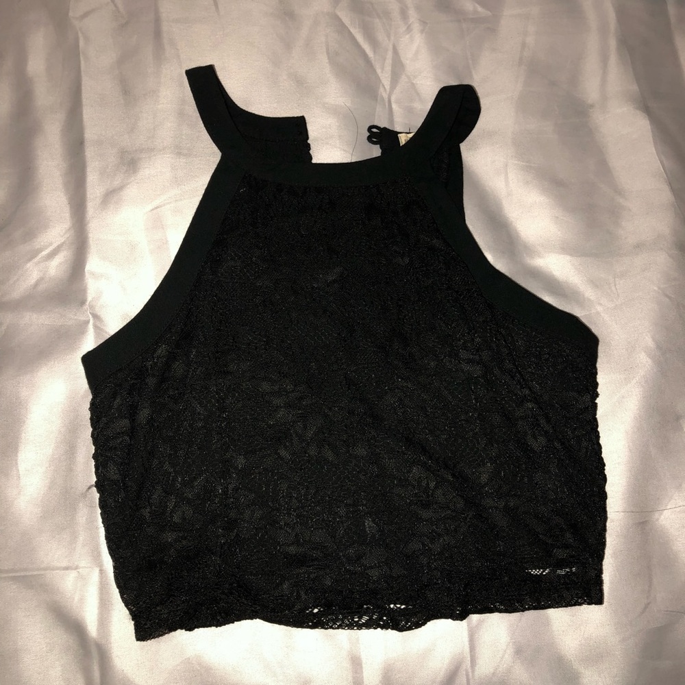 Hollister Black Halter Lace Crop Top